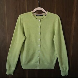 Cashmere Lord & Taylor Light Green Cardigan Sweater
